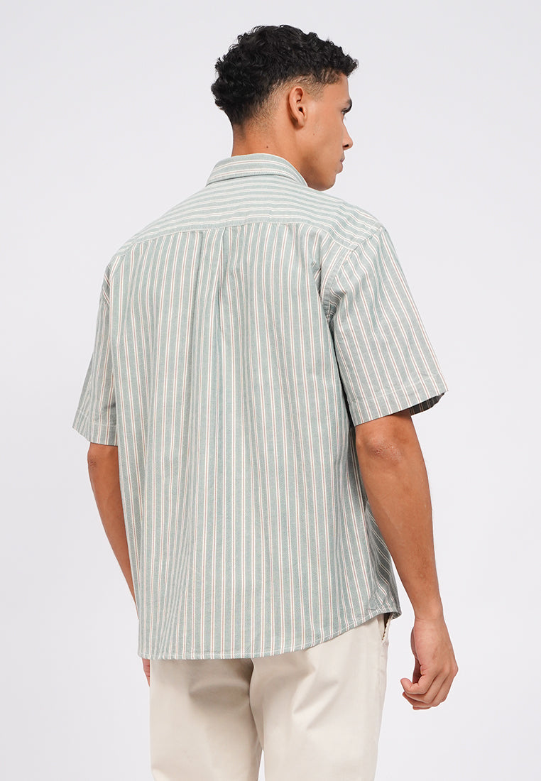Short Sleeve Oxford Stripes Shirt