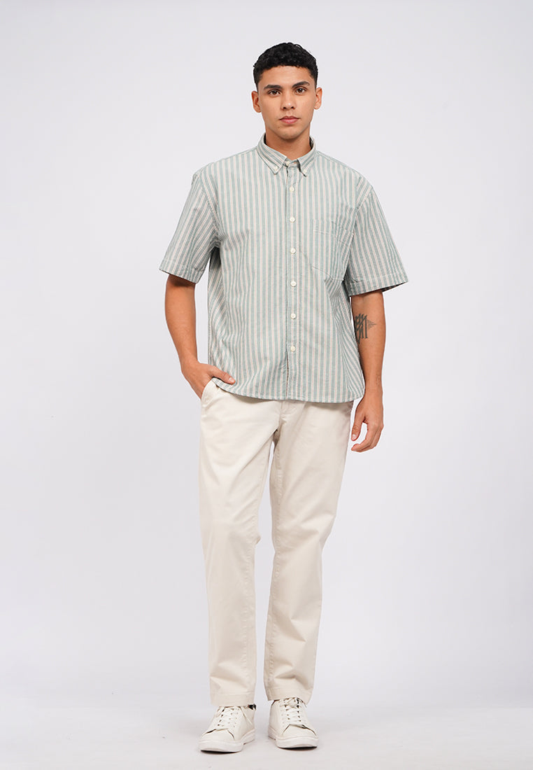 Short Sleeve Oxford Stripes Shirt