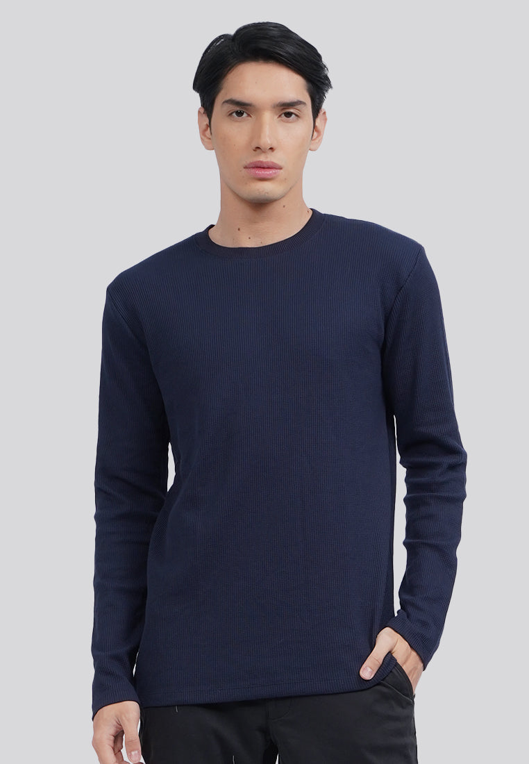 Slim Fit Long Sleeve Waffle T-Shirt