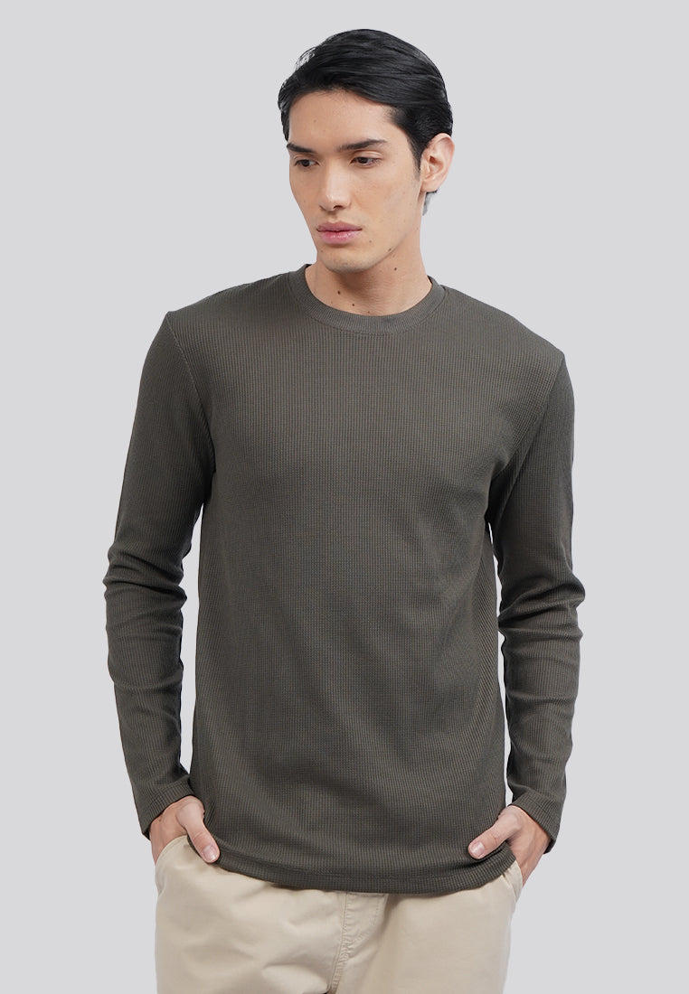 Slim Fit Long Sleeve Waffle T-Shirt