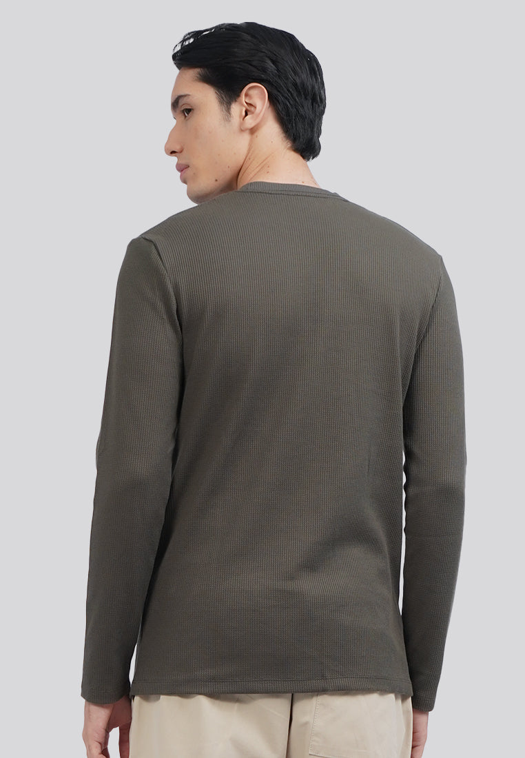 Slim Fit Long Sleeve Waffle T-Shirt