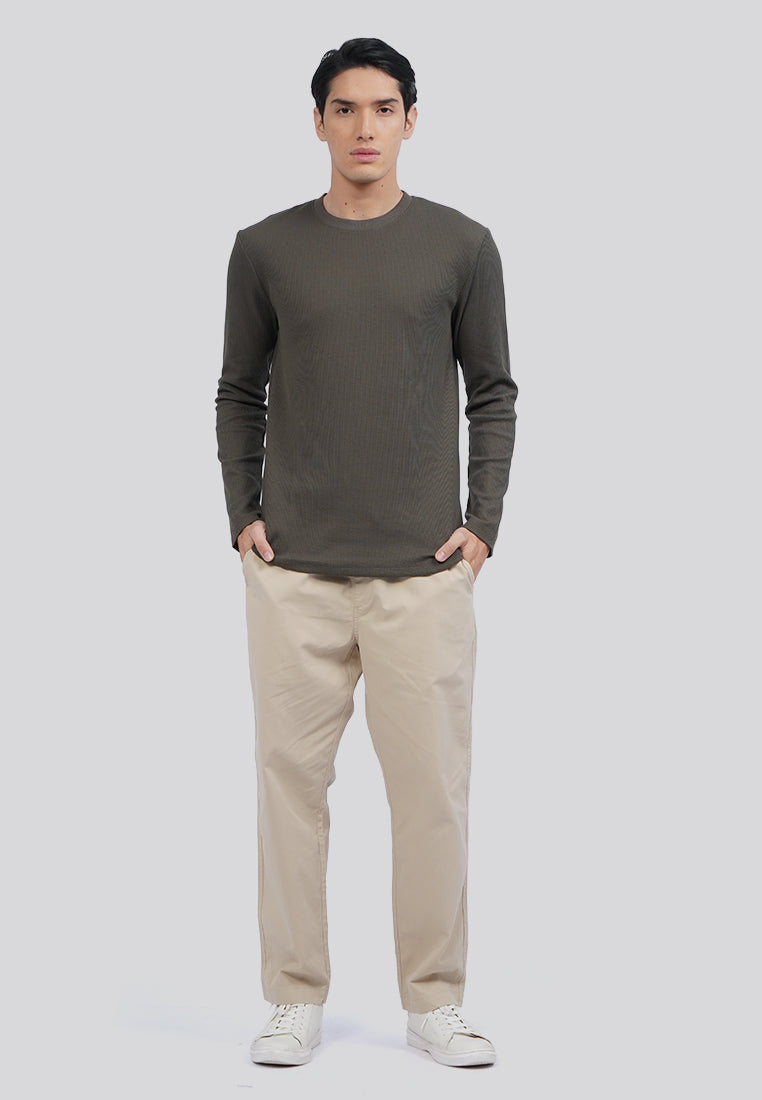 Slim Fit Long Sleeve Waffle T-Shirt