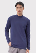 High Neck Long Sleeve T-Shirt Navy