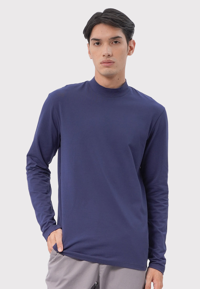 High Neck Long Sleeve T-Shirt Navy