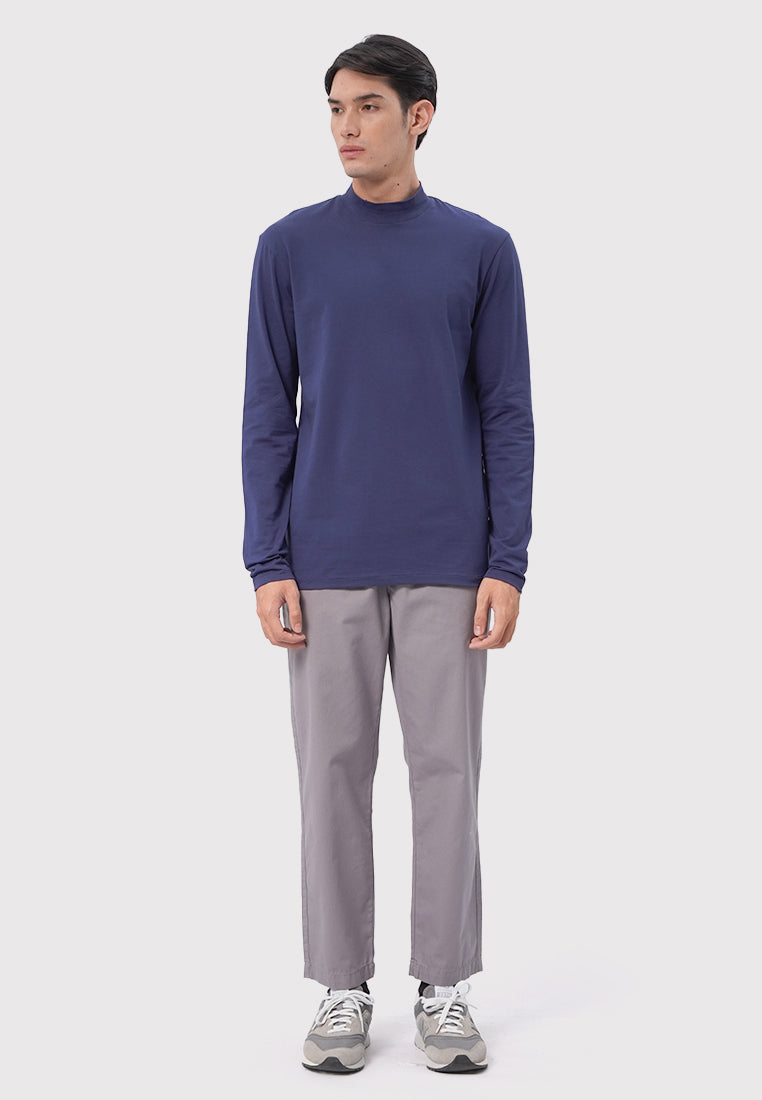 High Neck Long Sleeve T-Shirt Navy