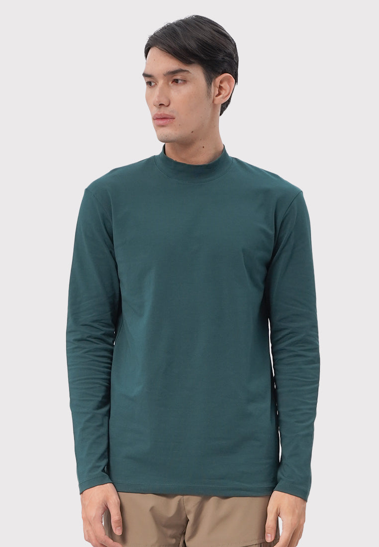 High Neck Long Sleeve T-Shirt Green