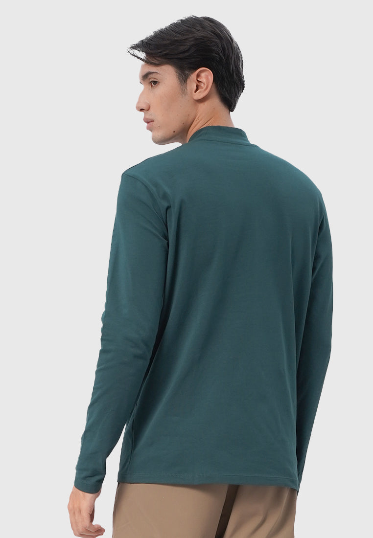 High Neck Long Sleeve T-Shirt Green