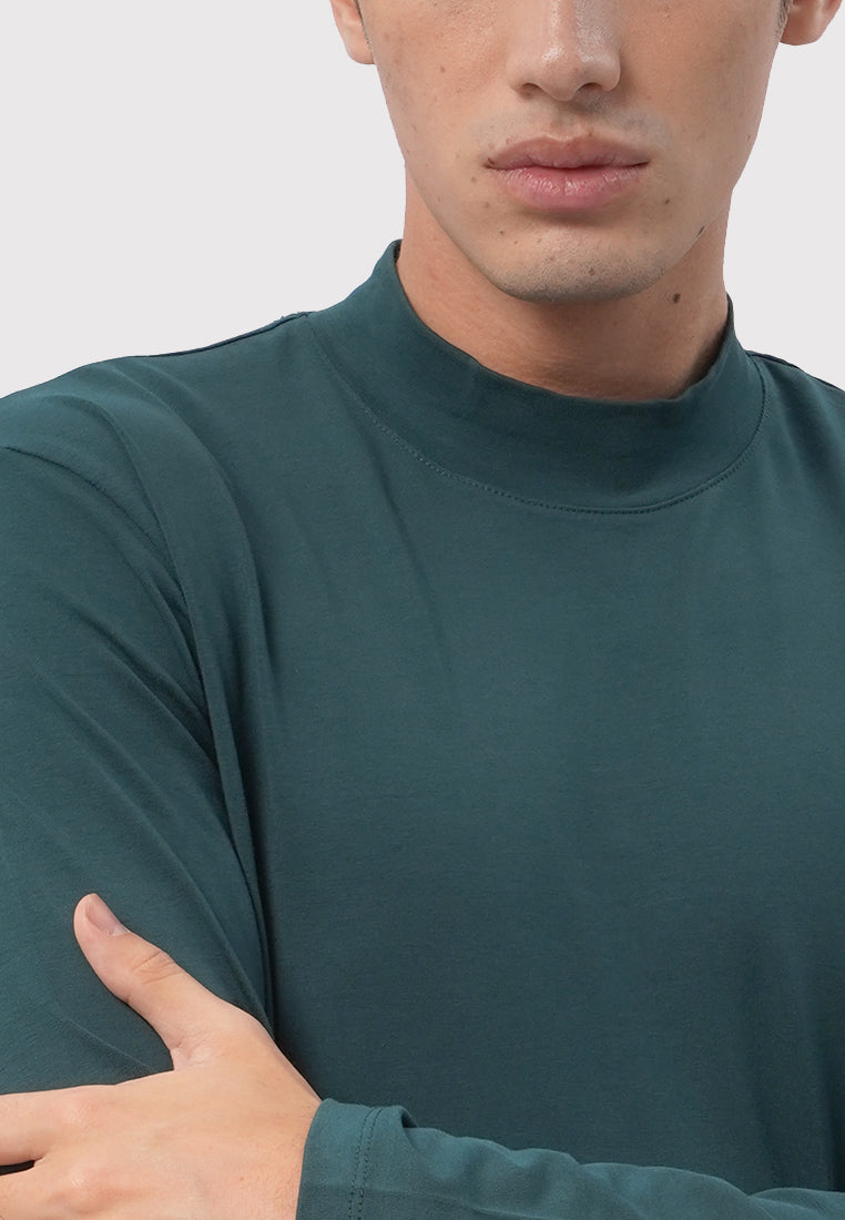 High Neck Long Sleeve T-Shirt Green