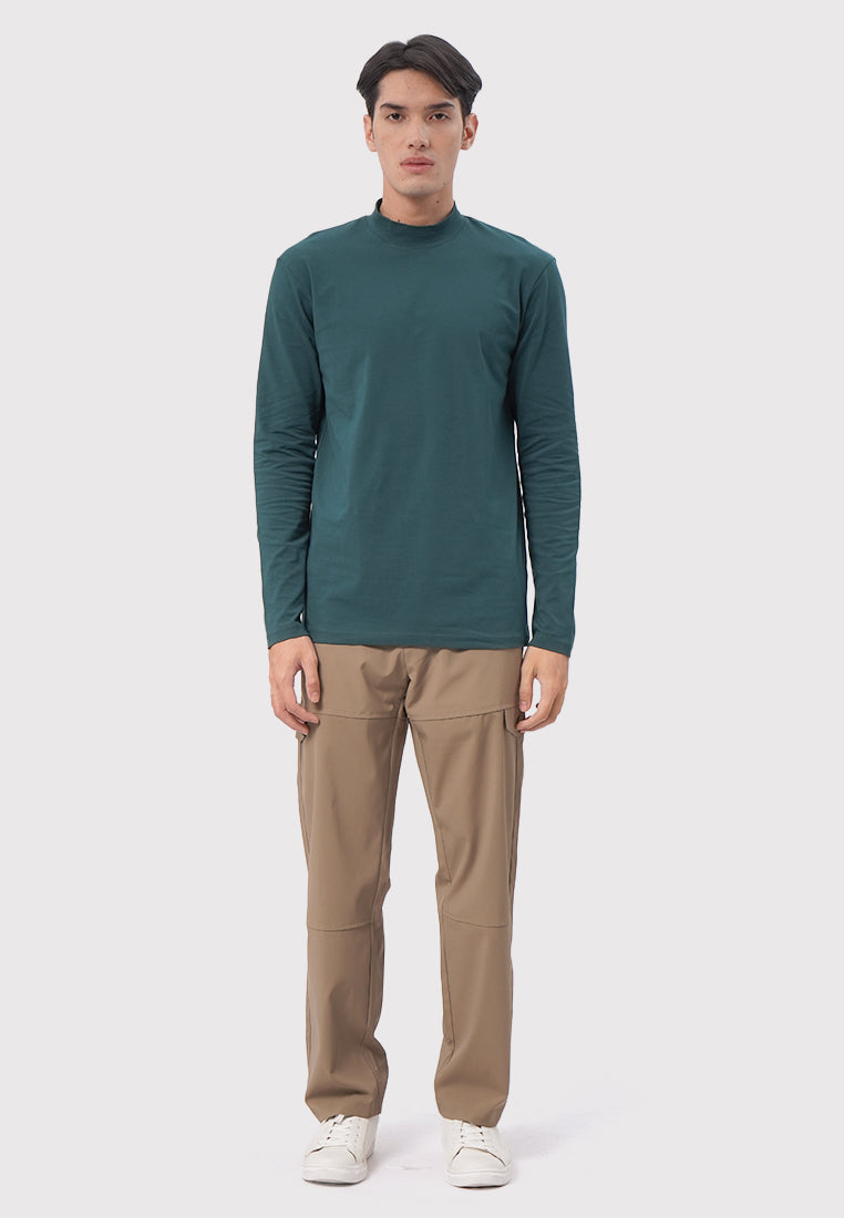 High Neck Long Sleeve T-Shirt Green