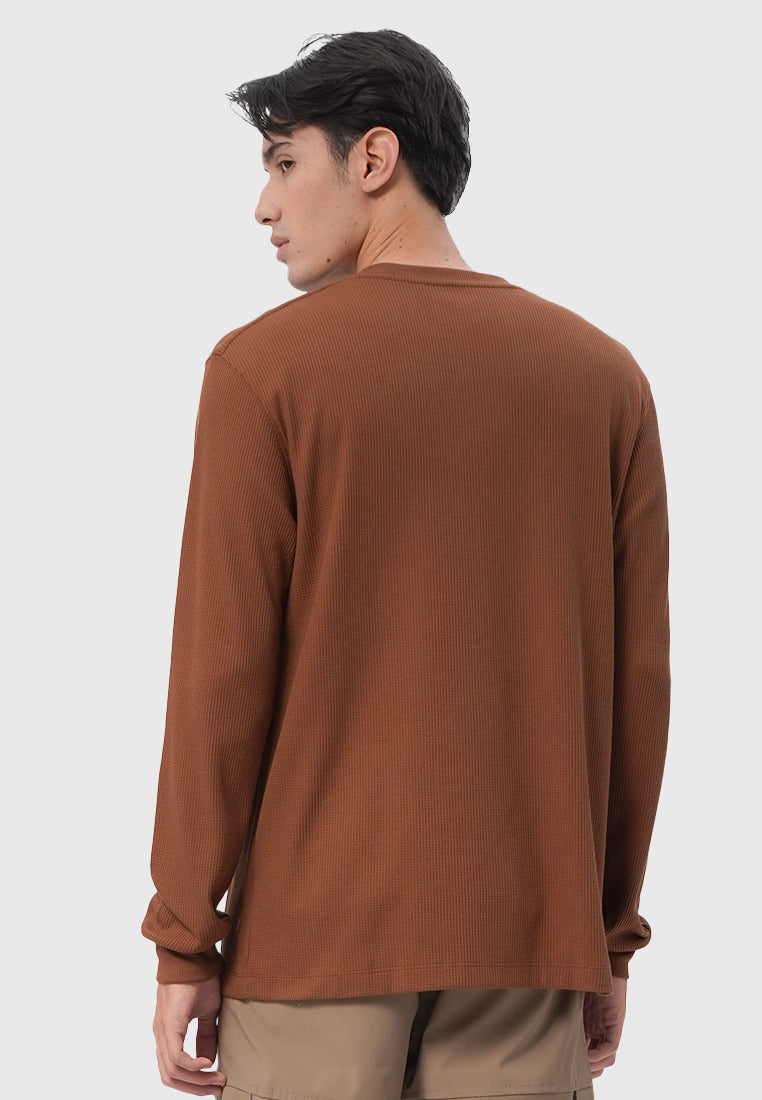 Long Sleeve Waffle T-Shirt Brown