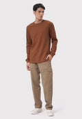 Long Sleeve Waffle T-Shirt Brown