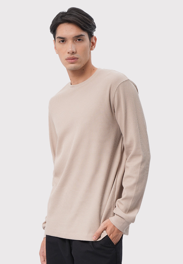 Long Sleeve Waffle T-Shirt Taupe
