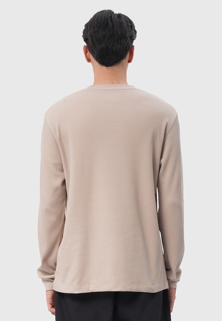 Long Sleeve Waffle T-Shirt Taupe