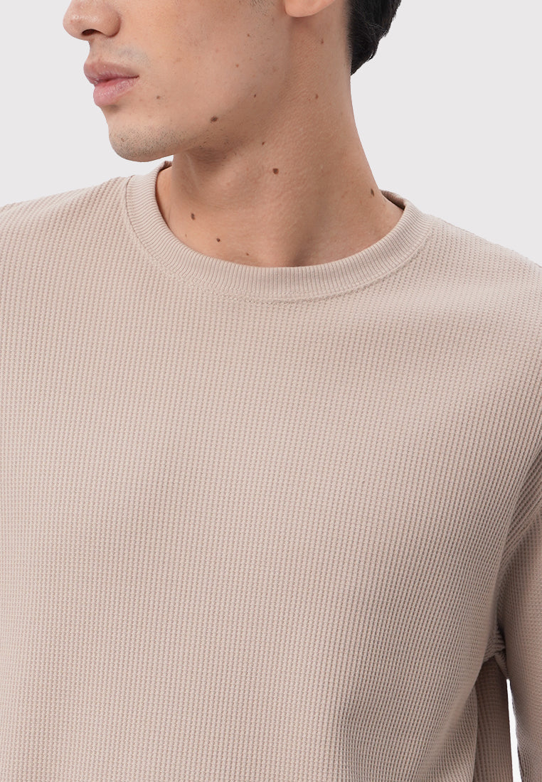 Long Sleeve Waffle T-Shirt Taupe