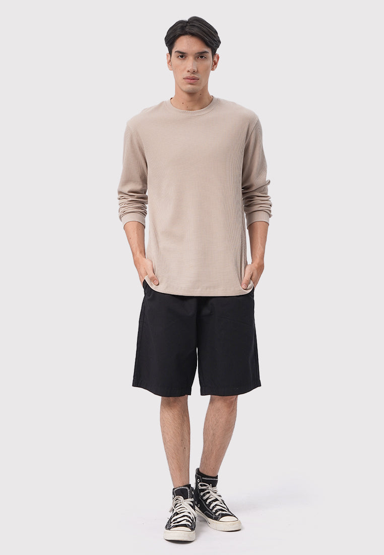 Long Sleeve Waffle T-Shirt Taupe