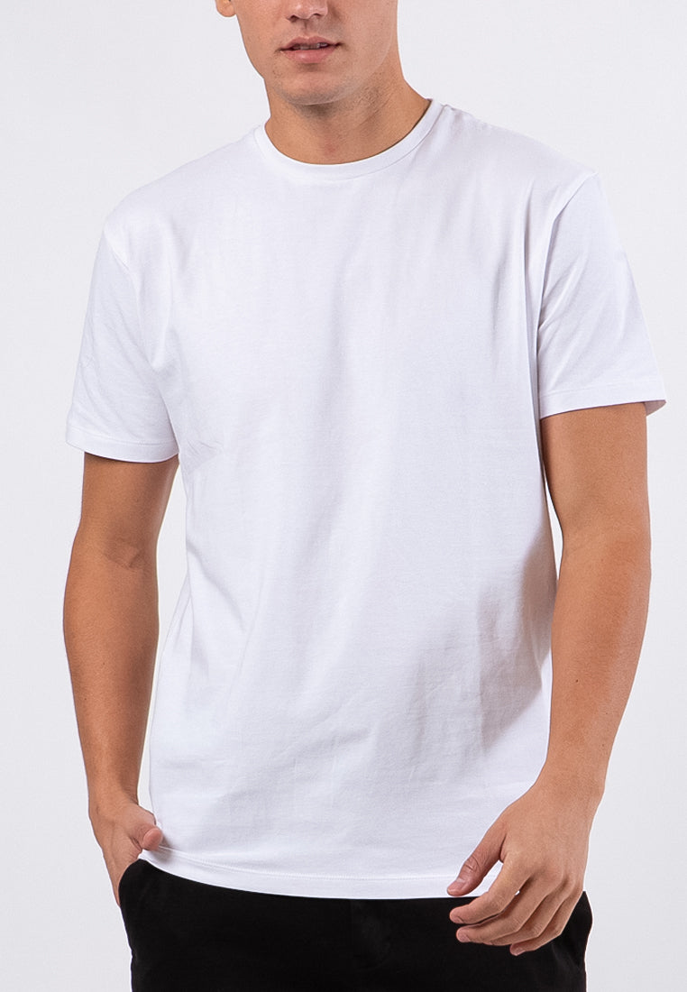Basic Round Neck Stretch T-Shirt White