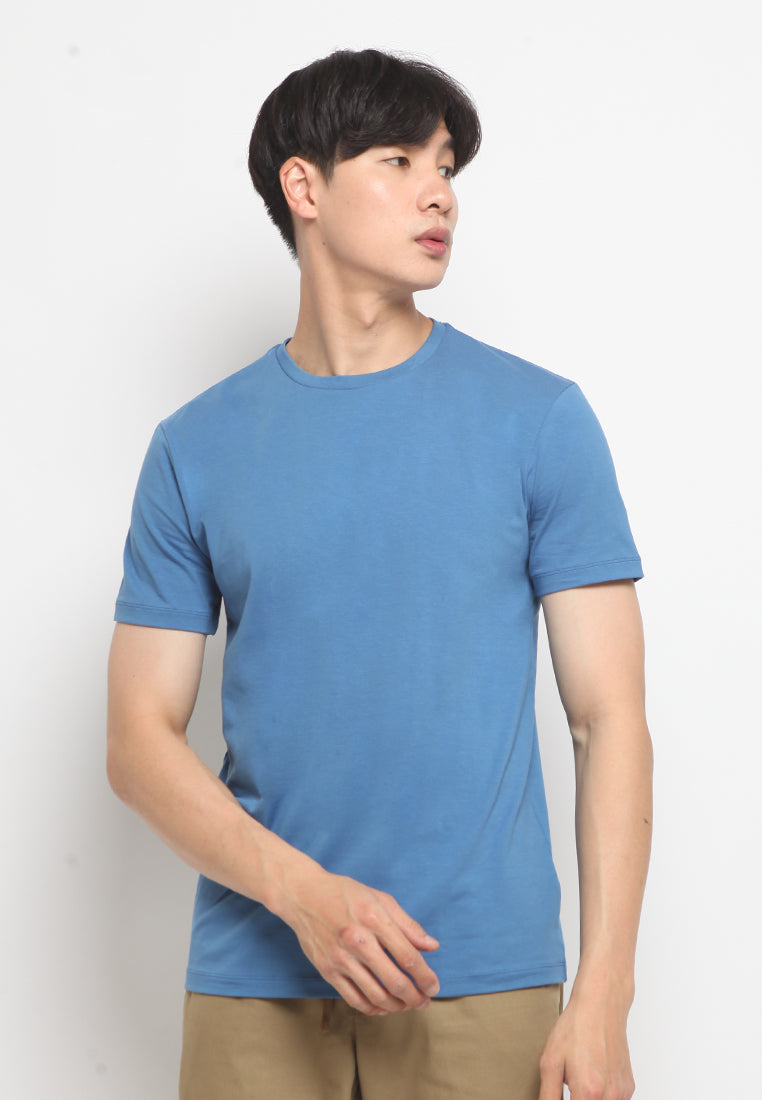 Slim Fit Round Neck T-shirt Blue