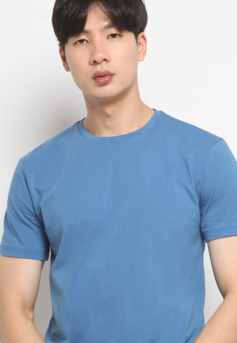 Slim Fit Round Neck T-shirt Blue