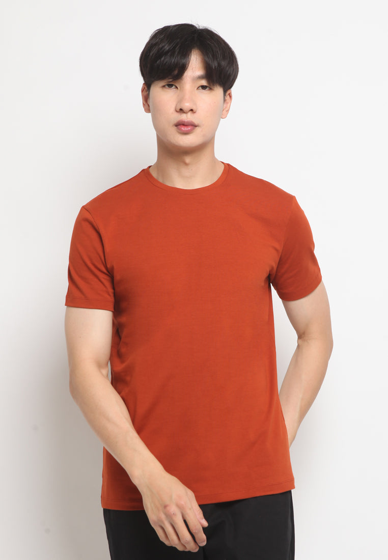 Slim Fit Round Neck T-shirt Orange