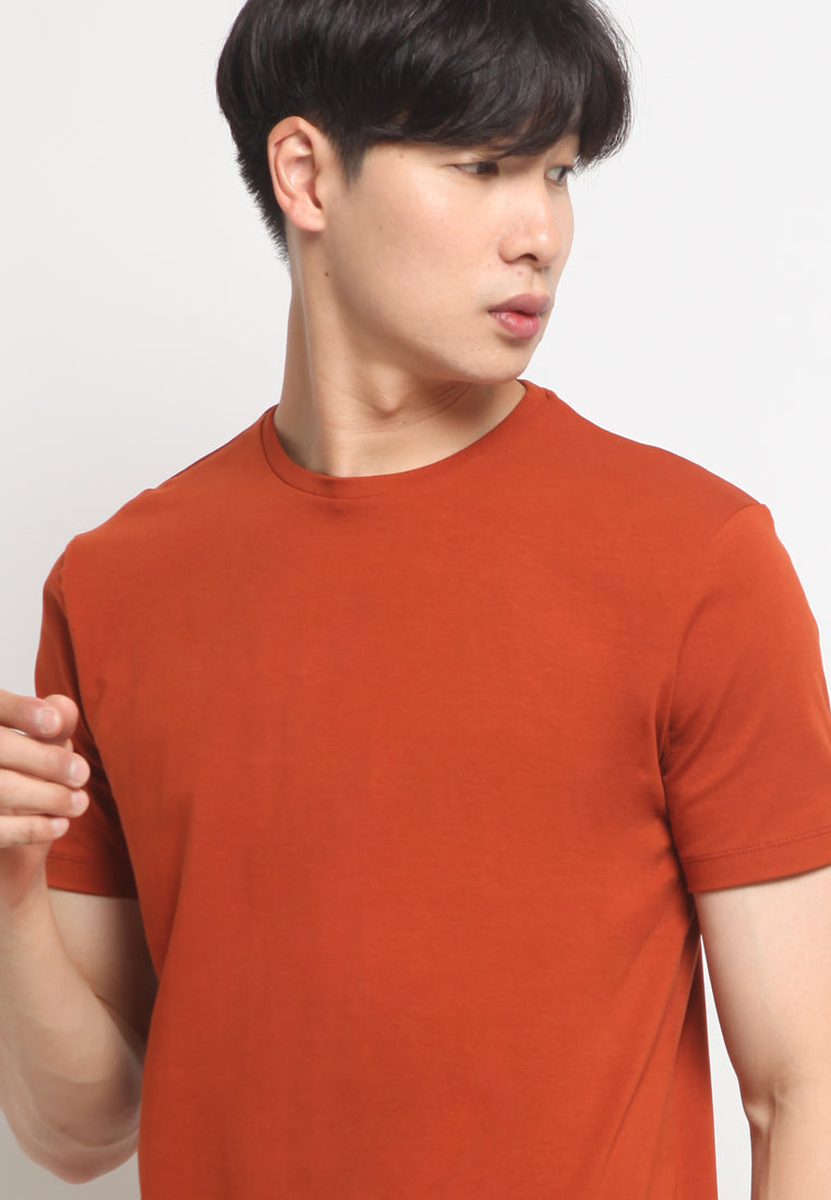 Slim Fit Round Neck T-shirt Orange