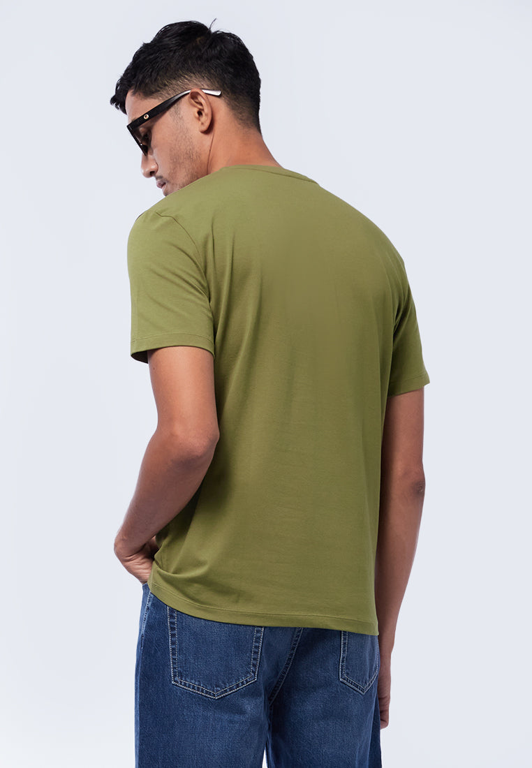 Basic V-Neck Cotton T-Shirt Dark Green