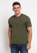 Contrast rib neck t-shirt