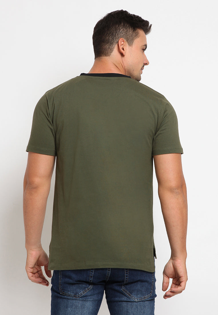 Contrast rib neck t-shirt