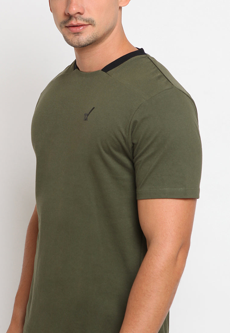 Contrast rib neck t-shirt