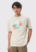 Executive X Monez Oversized Graphic T-Shirt Beige