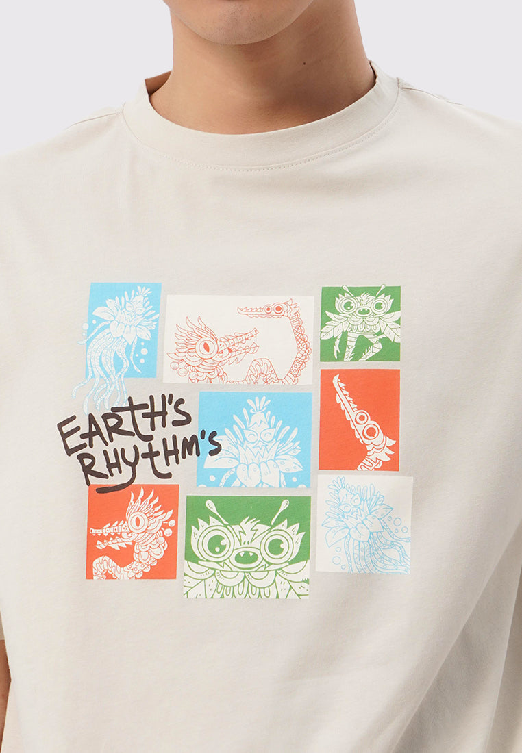 Executive X Monez Oversized Graphic T-Shirt Beige