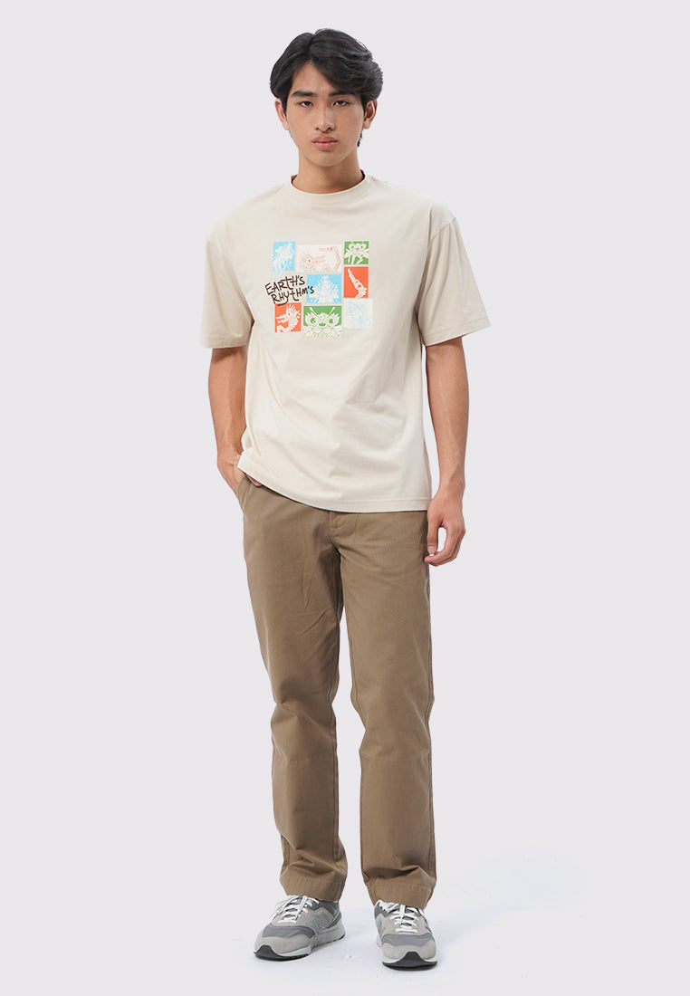 Executive X Monez Oversized Graphic T-Shirt Beige