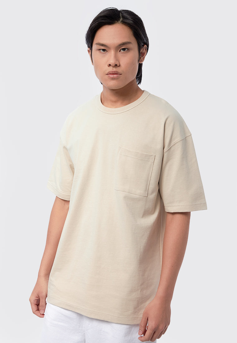 Oversized Round Neck T-Shirt Beige