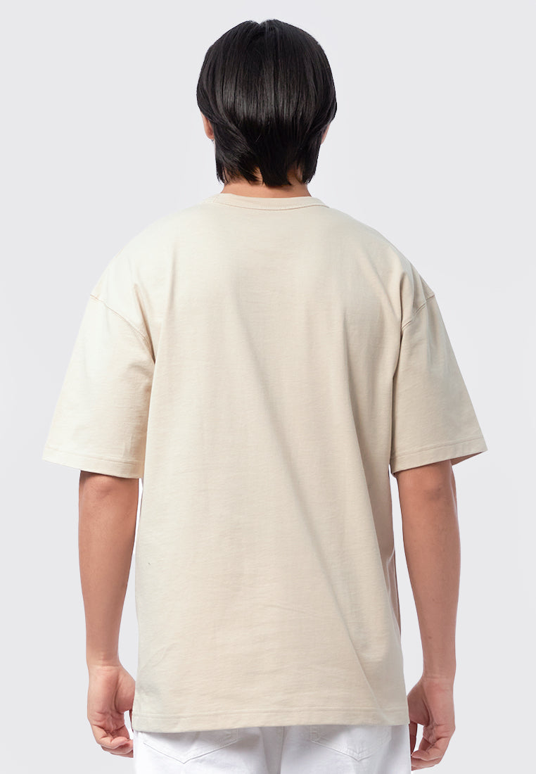 Oversized Round Neck T-Shirt Beige