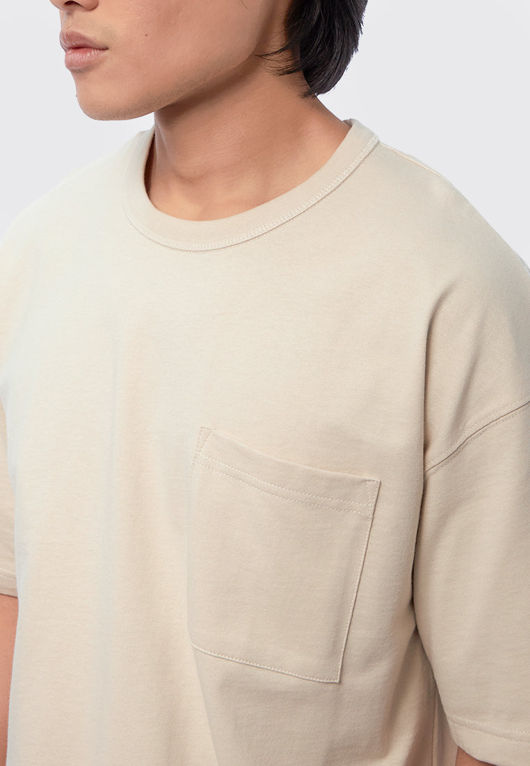 Oversized Round Neck T-Shirt Beige