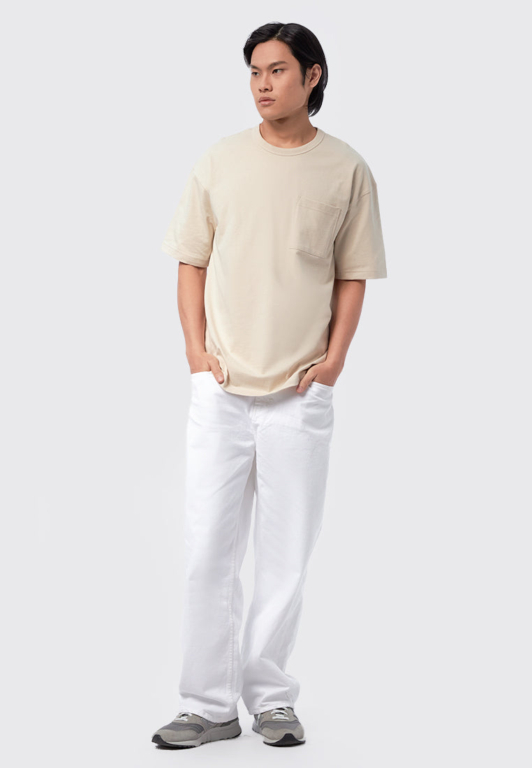 Oversized Round Neck T-Shirt Beige