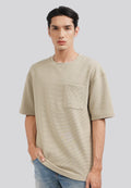 Short Sleeve Stripe T-Shirt with Pocket Grey
