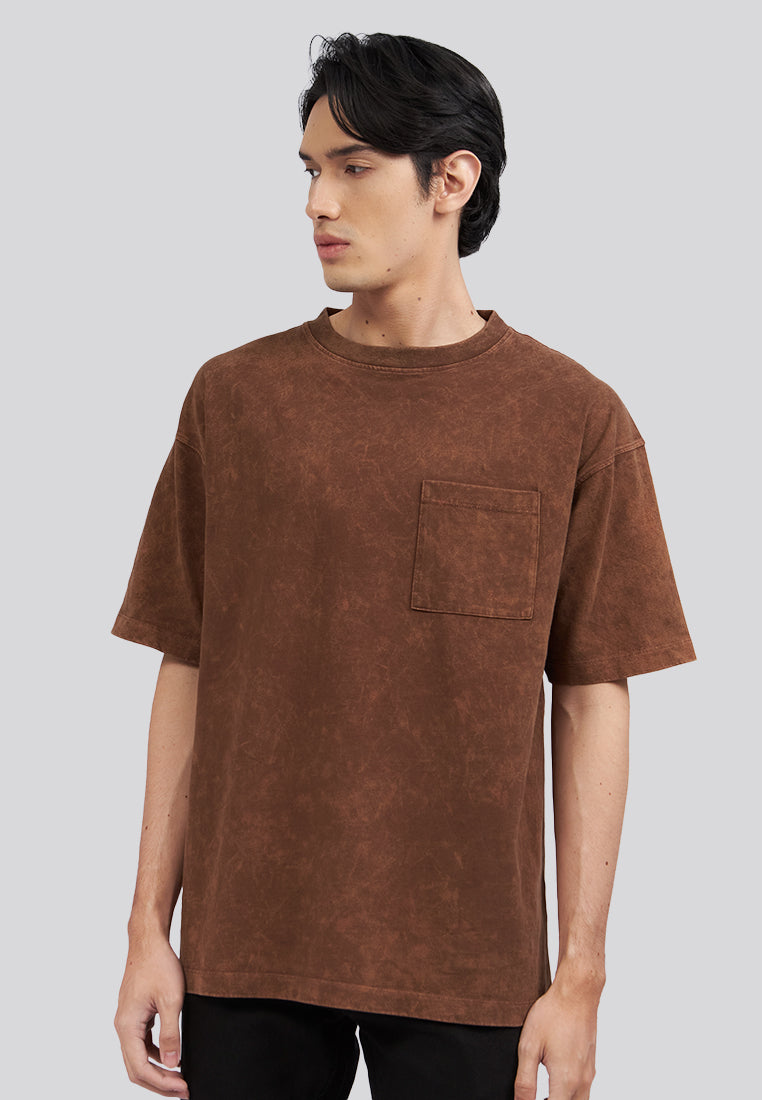 Garment Dyed Short Sleeve T-Shirt Brown