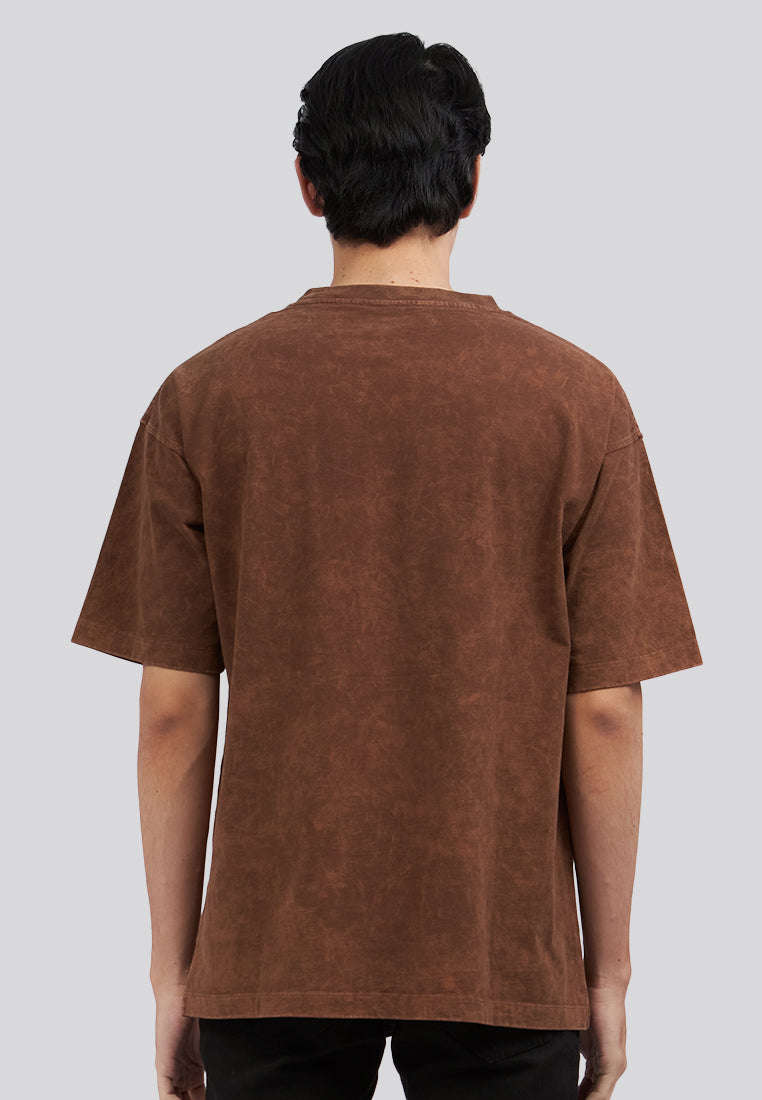 Garment Dyed Short Sleeve T-Shirt Brown