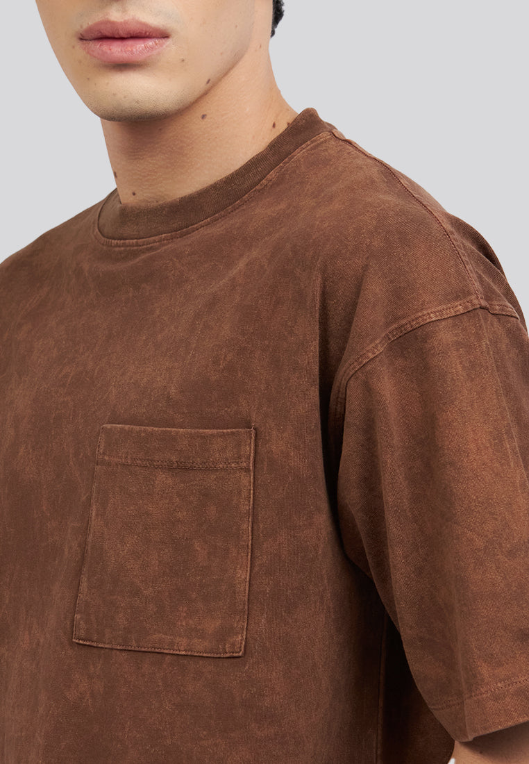 Garment Dyed Short Sleeve T-Shirt Brown