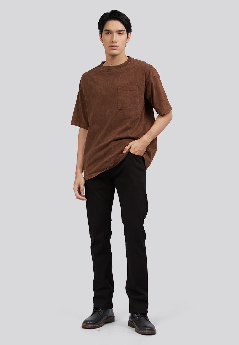Garment Dyed Short Sleeve T-Shirt Brown
