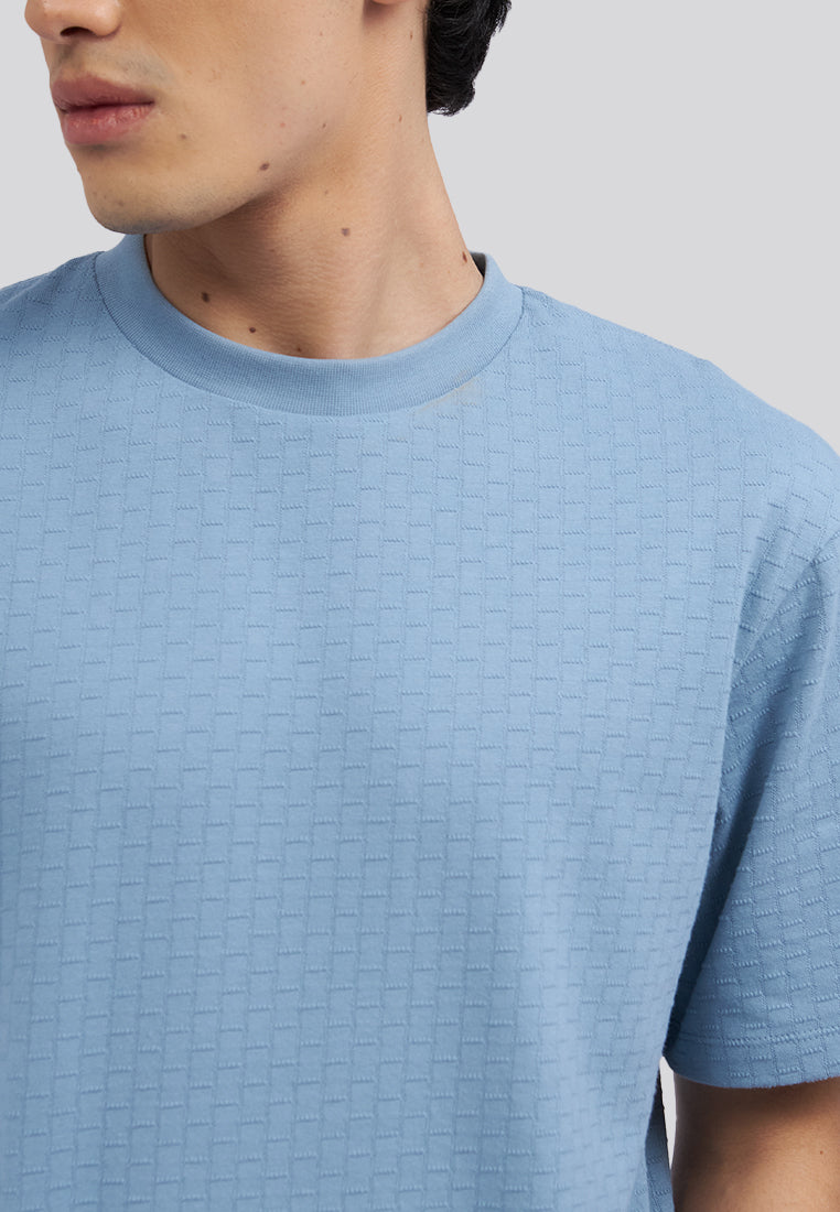 Short Sleeve Check Textured T-Shirt