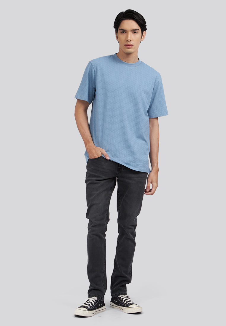 Short Sleeve Check Textured T-Shirt