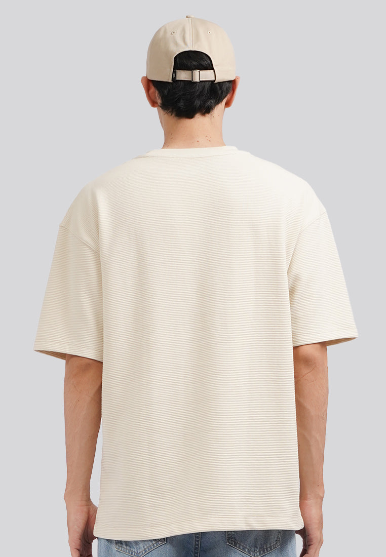 Short Sleeve Stripe T-Shirt with Pocket Ecru