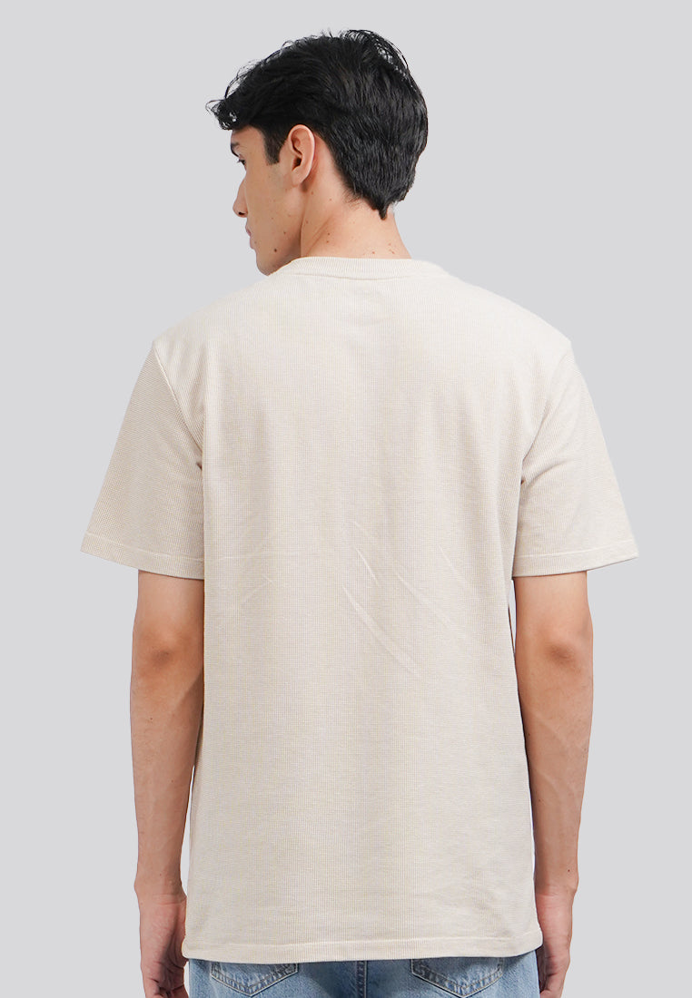 Check Textured Short Sleeve T-Shirt Beige