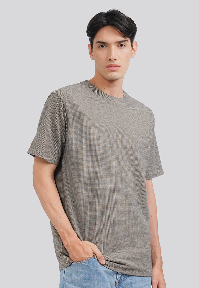 Check Textured Short Sleeve T-Shirt Black