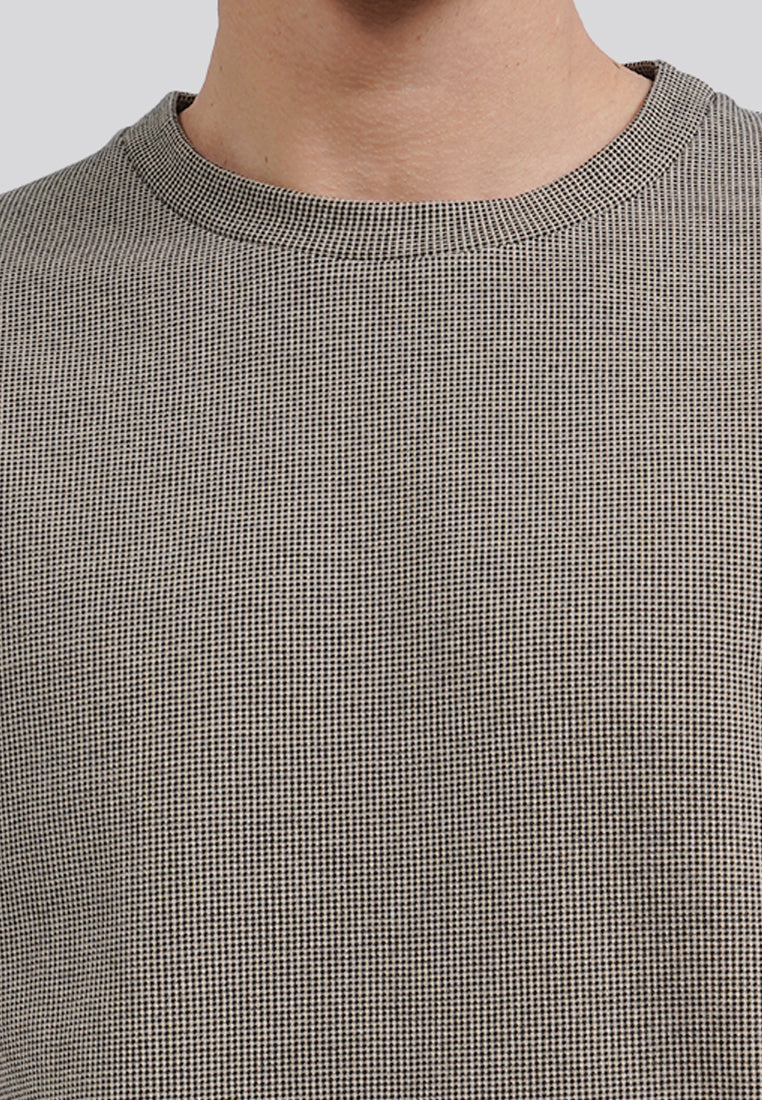 Check Textured Short Sleeve T-Shirt Black