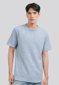 Check Textured Short Sleeve T-Shirt Blue