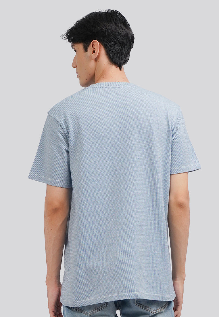 Check Textured Short Sleeve T-Shirt Blue