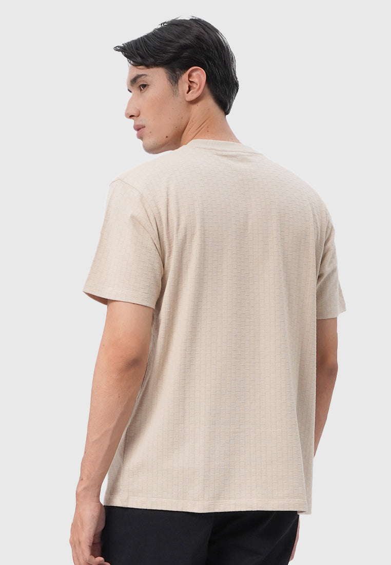 Short Sleeve Textured T-Shirt Beige