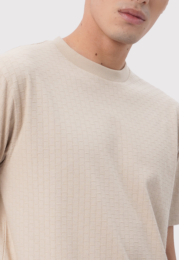 Short Sleeve Textured T-Shirt Beige